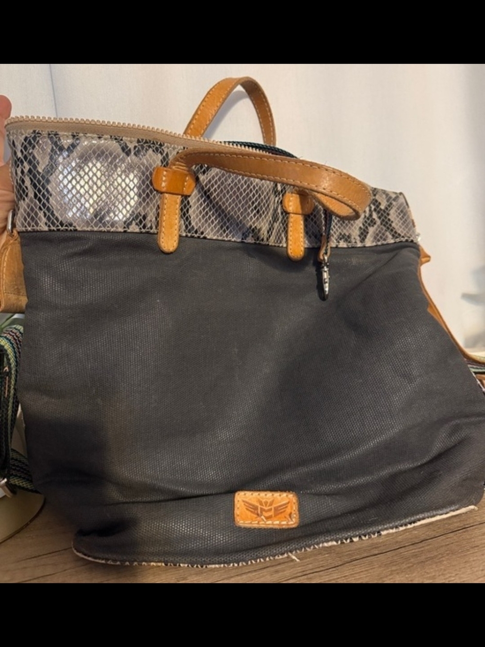 Discontinued-Consuela Flynn Tote/Sling Bag With Leather Strap And Woven Strap